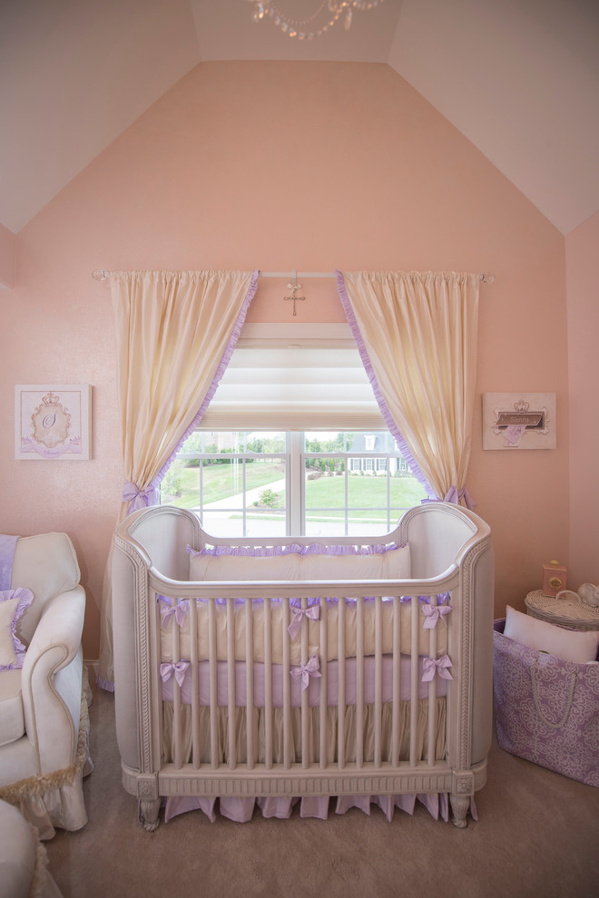 Lavender Princess Nursery, Glitter Paint Wall Shabbychic Style Nursery New York by