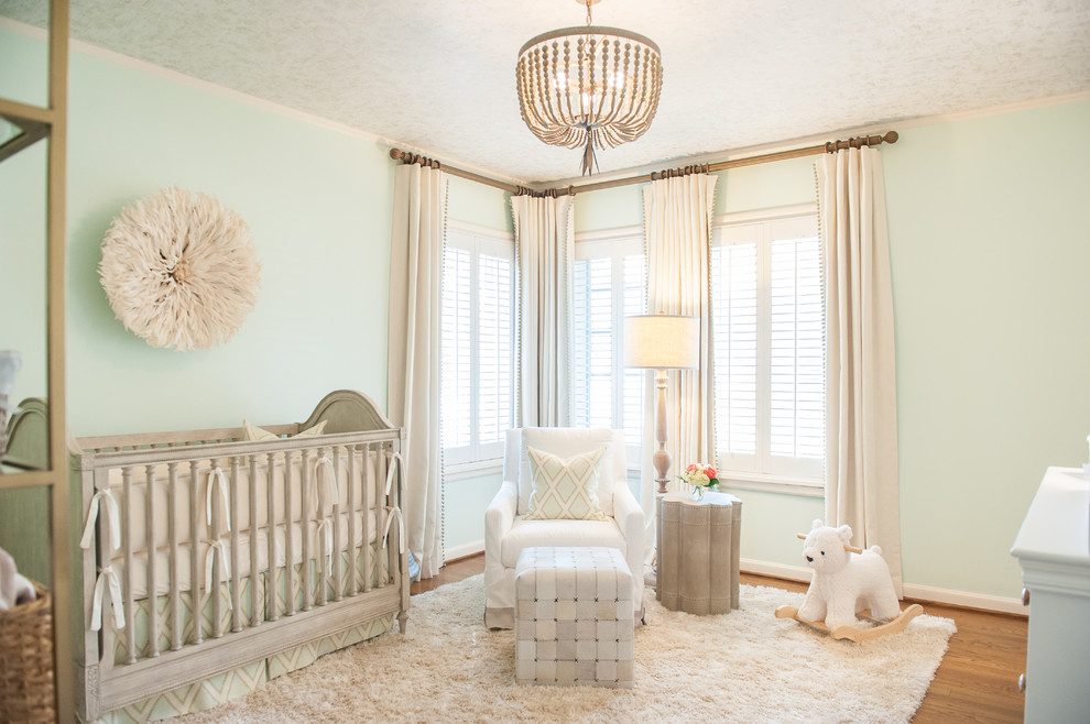 Example of a transitional nursery design in Dallas