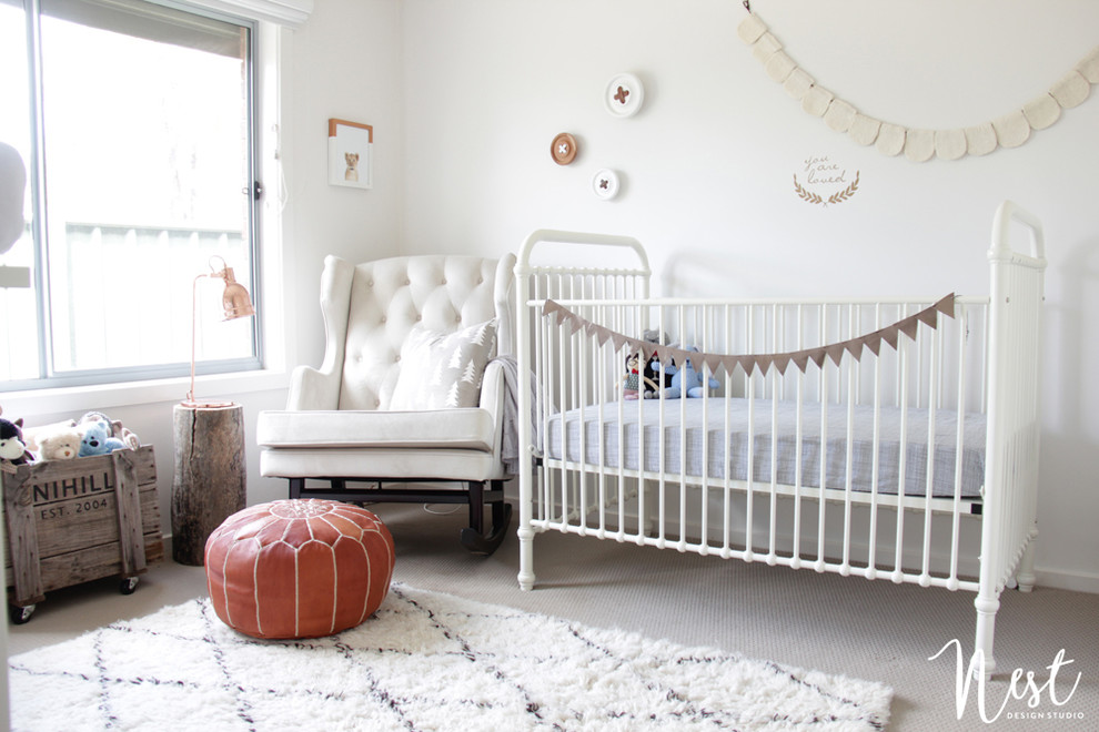 Inspiration pour une chambre de bébé minimaliste.