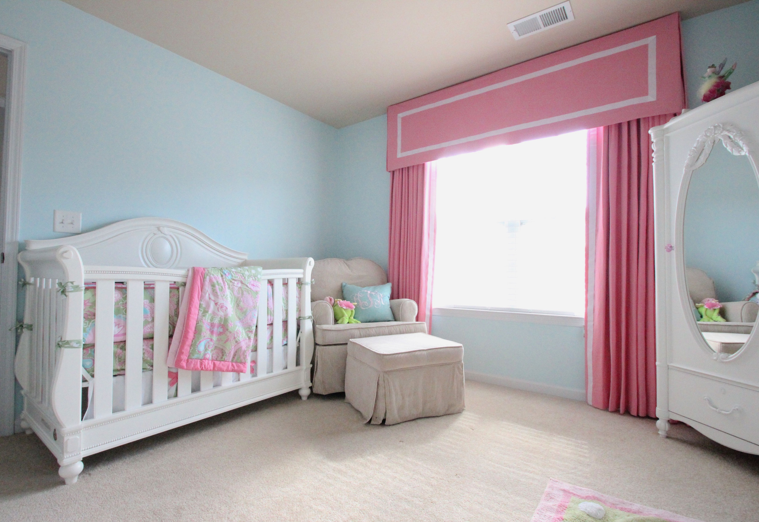 pink and blue baby room
