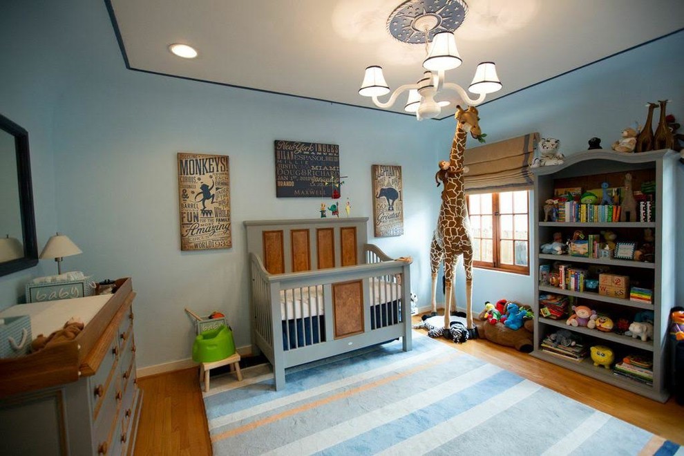 Inspiration pour une chambre de bébé garçon minimaliste.