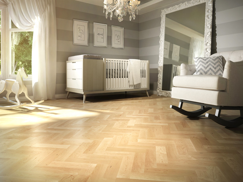 Natural Hard Maple Herringbone Ambiance Nursery Contemporary