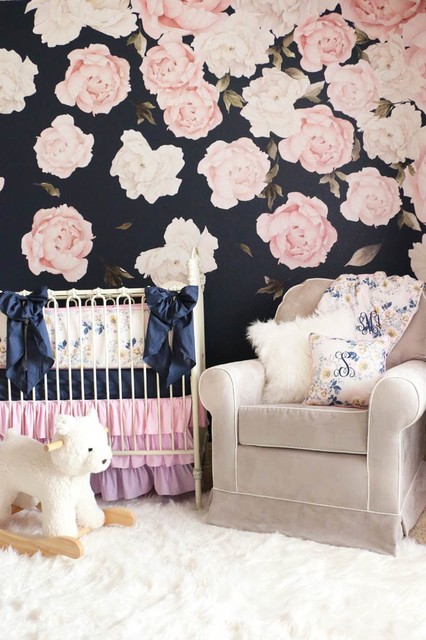navy floral nursery