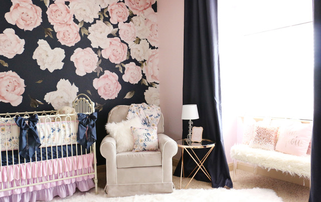 navy floral nursery
