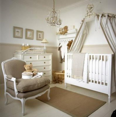 Свежая идея для дизайна: большая комната для малыша в стиле шебби-шик - отличное фото интерьера