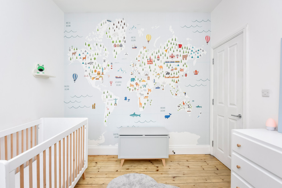 Design ideas for a medium sized modern nursery in London.