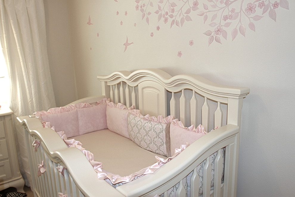 Design ideas for a traditional nursery for girls in Dallas.