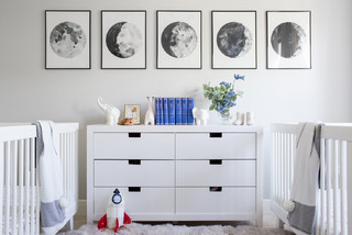nursery prints of the moon in a neutral nursery