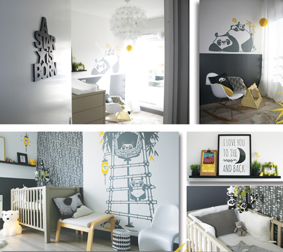 PANDA BABY NURSERY DECOR Panda Wall Decals by E Glue