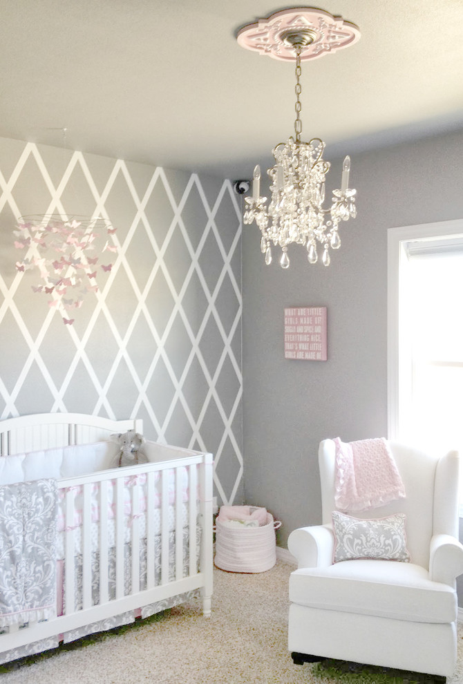 Design ideas for a classic nursery for girls in Jacksonville.