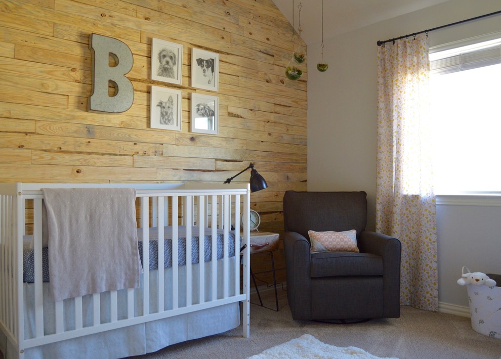 This is an example of a medium sized rustic nursery in Dallas.