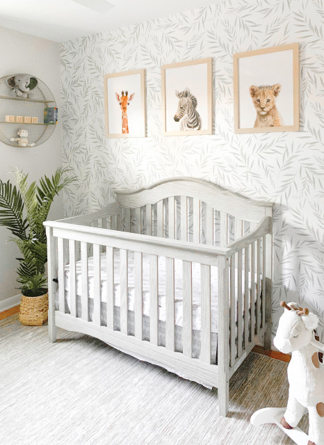 Soft Safari Themed Baby Nursery - Traditional - Nursery - by Livettes  wallpaper | Houzz