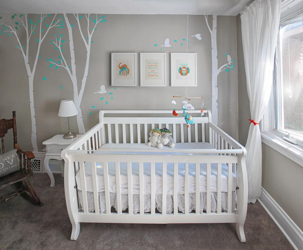 Unisex Nursery with Custom Renovation Finishing and Painting Modern