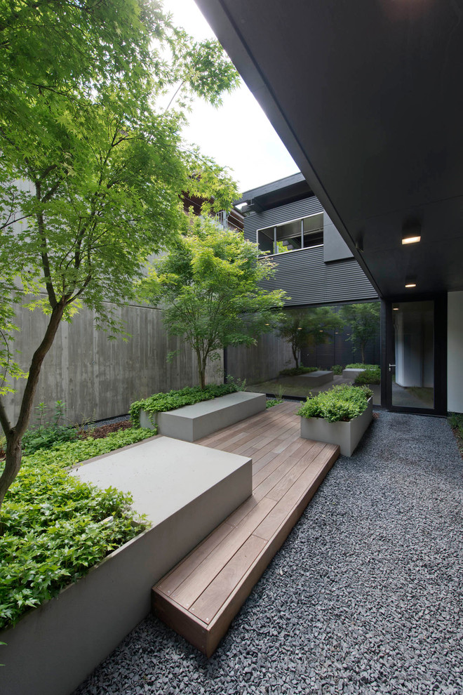 Idée de décoration pour une terrasse design avec une cour.