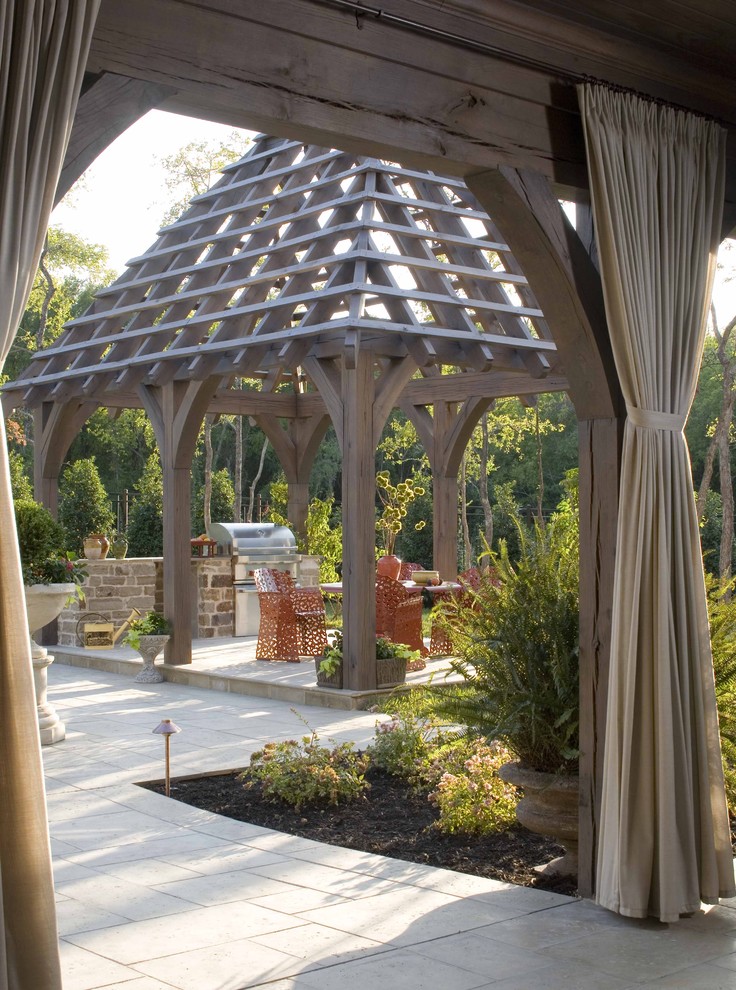 Inspiration for a timeless patio remodel in Dallas with a gazebo
