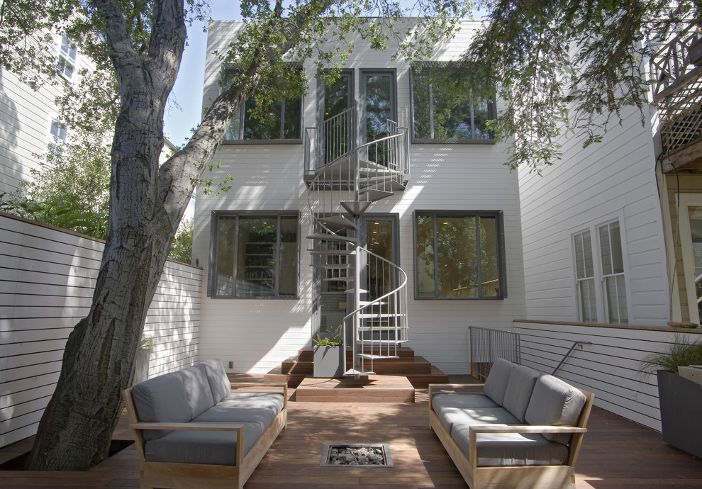 Design ideas for a contemporary patio steps in San Francisco with decking.