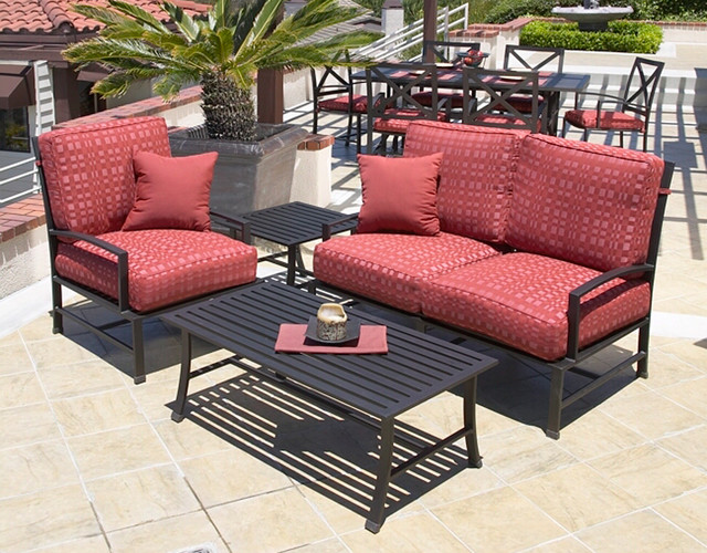 4 Pc. La Jolla Aluminum Outdoor Sofa Set by Sunset West Traditional