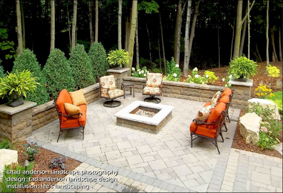 A RavineEdge Firepit Setting 2. Minnesota Landscape Design. Modern Patio Minneapolis by