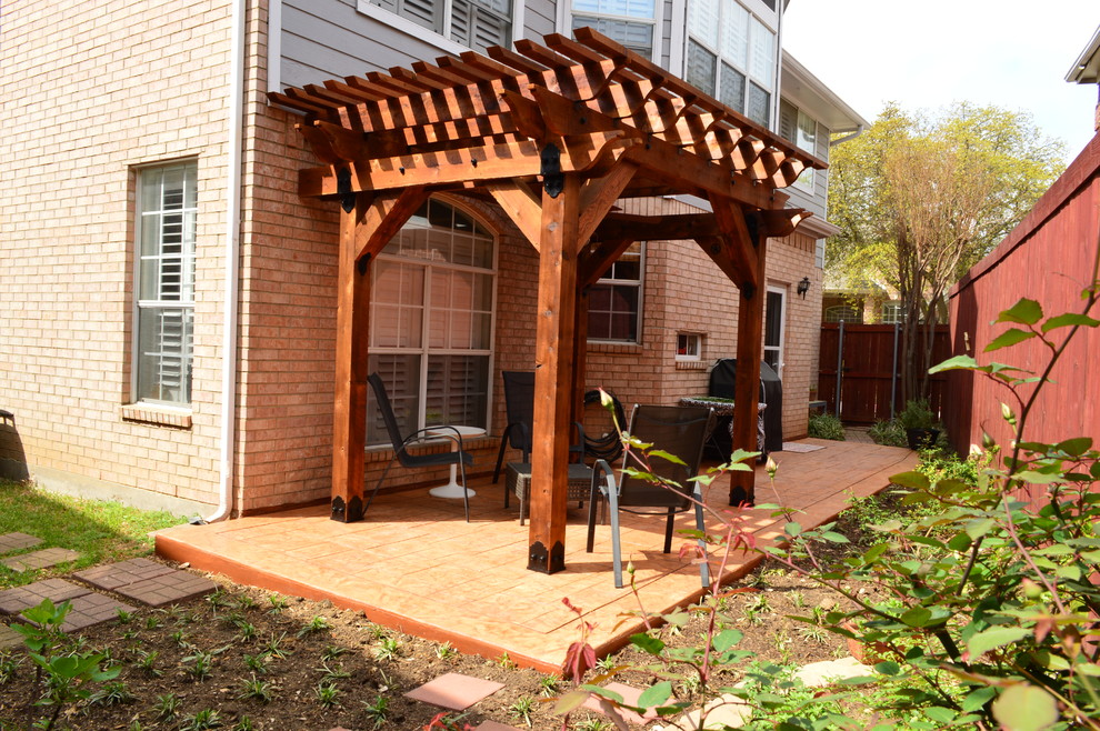 Addison, TX, Stain & Stamp Patio With Custom Pergola Rustic Patio