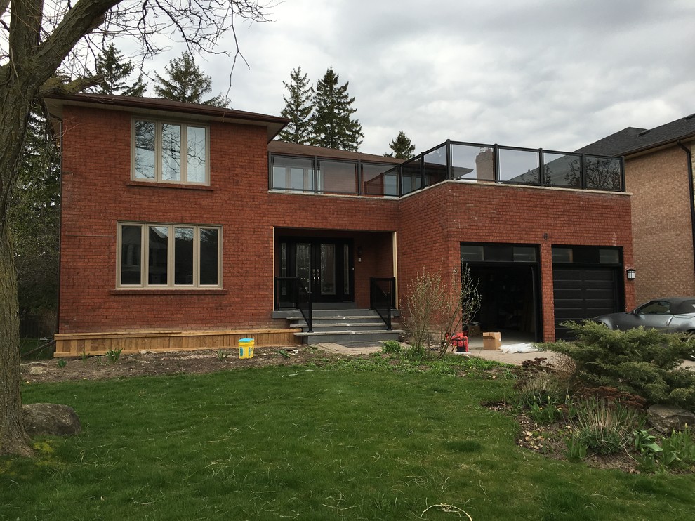 Aluminum Glass Railings for Rooftop Deck and Front Entrance Modern