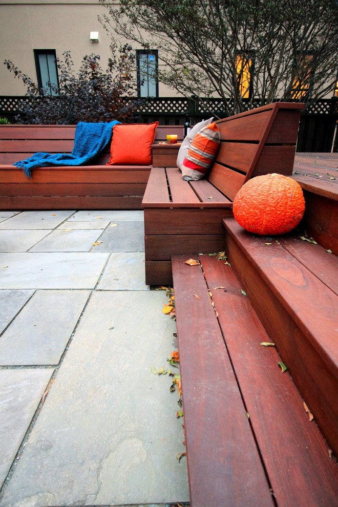 Inspiration for a mid-sized contemporary backyard stone patio remodel in DC Metro with no cover