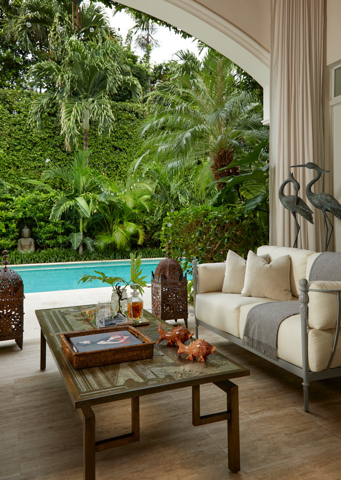 Inspiration for a zen backyard patio remodel in Miami