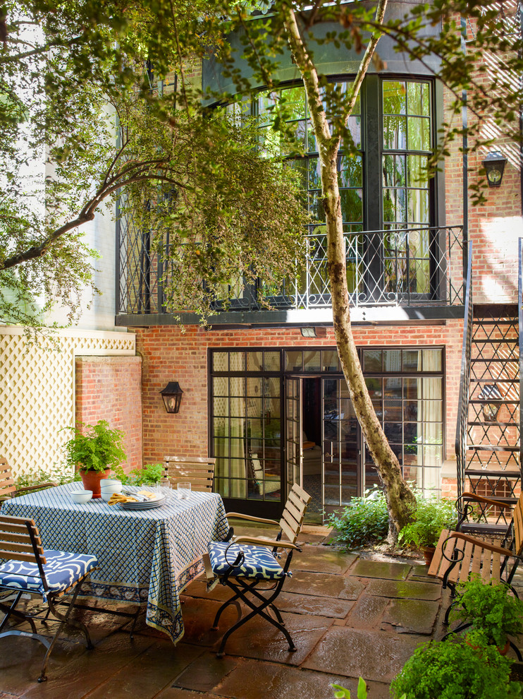 Traditional patio in New York with a potted garden and no cover.