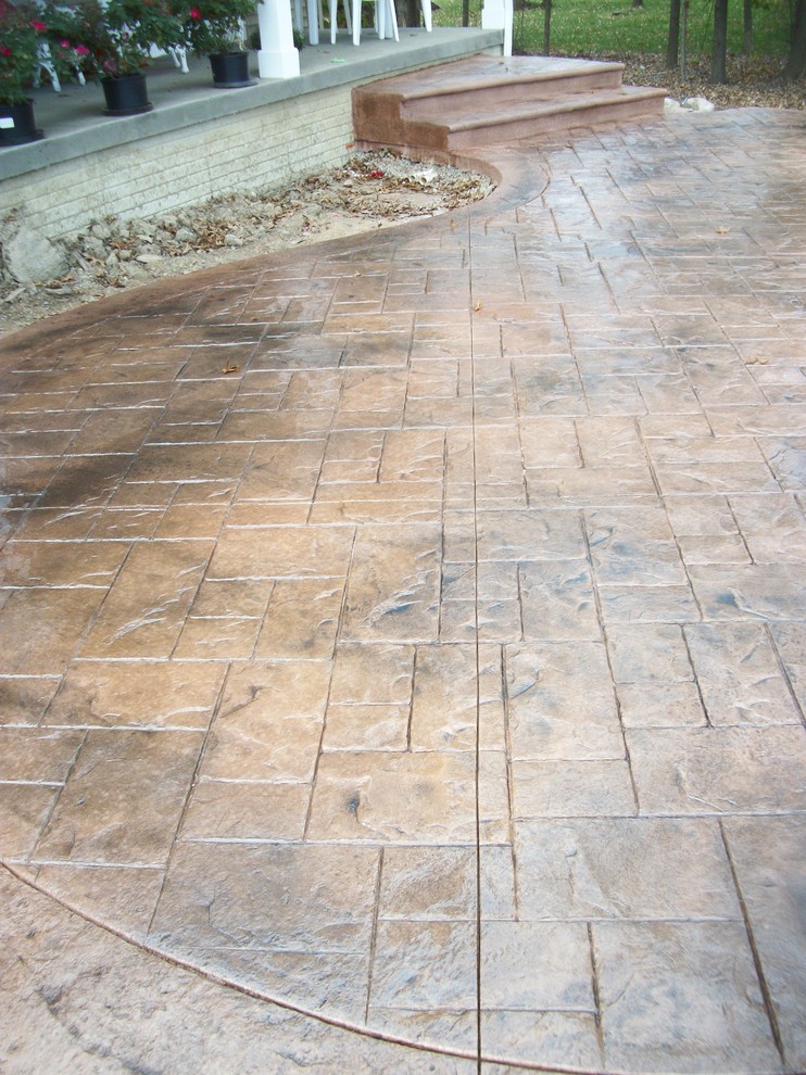 Ashler slate stamped concrete patio Traditional Patio Cleveland