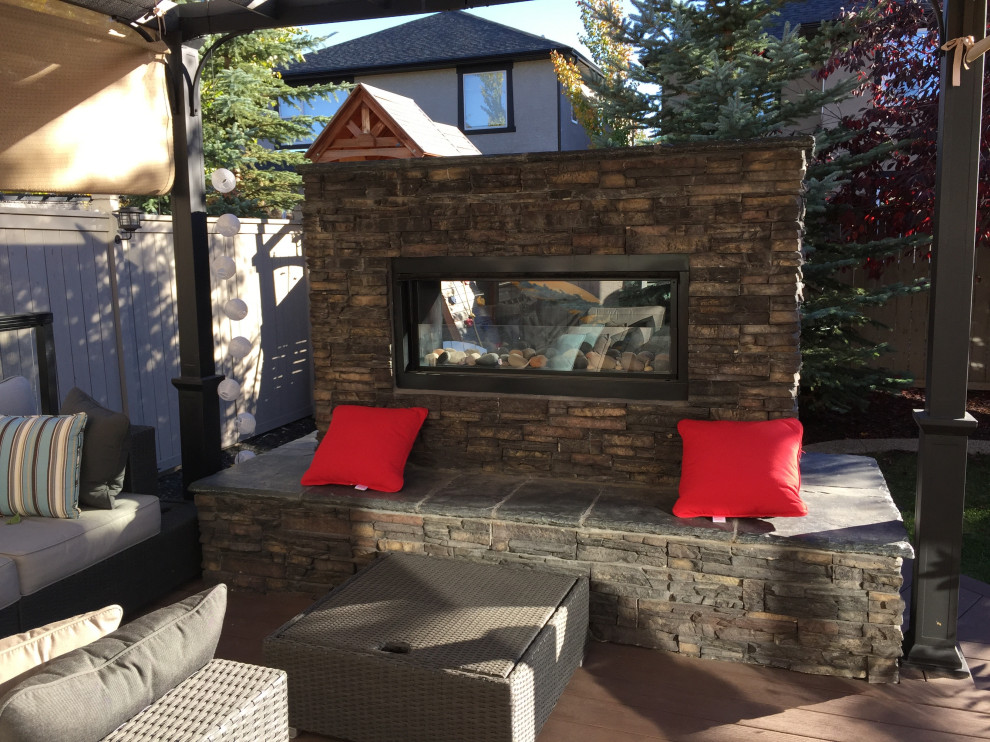 Aspen Deck & Outdoor Fireplace Patio Calgary by Twisted Rock