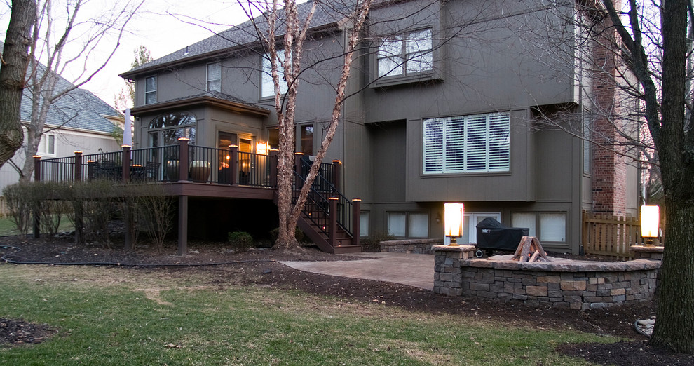 Azek Deck and stamped concrete patio Traditional Patio Kansas