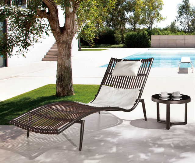 Babmar Zambia Chaise Lounge with Side Table Contemporain Terrasse