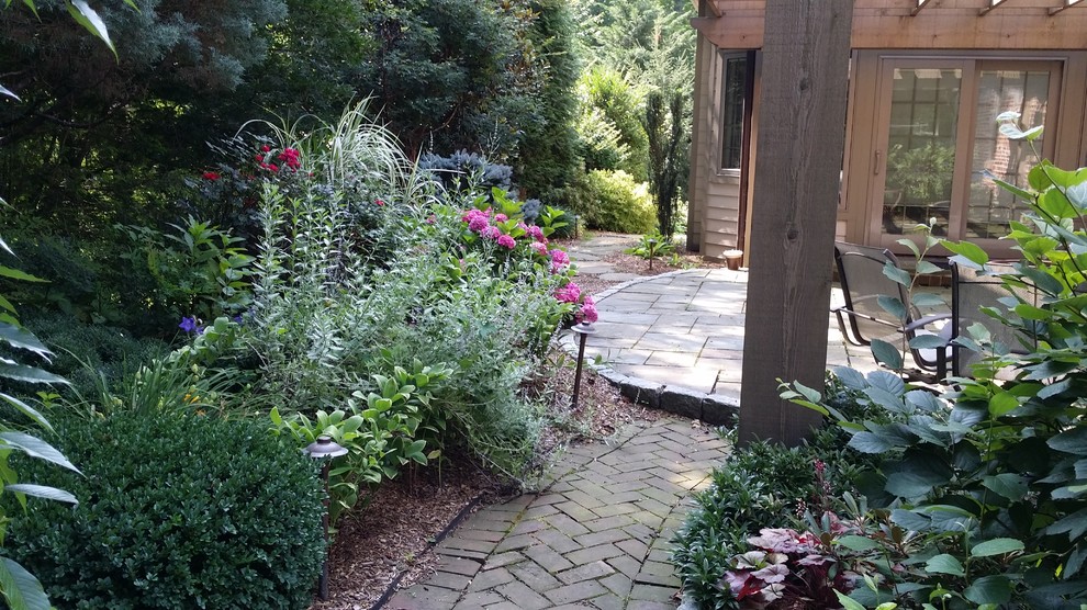 Inspiration for a medium sized classic back patio in Philadelphia with brick paving and no cover.