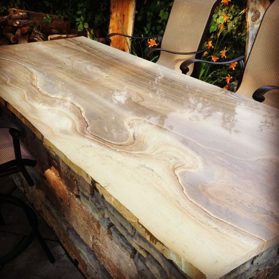 Backyard Bar Top With Natural Stone Rustic Patio Chicago By Gem Ponds Inc