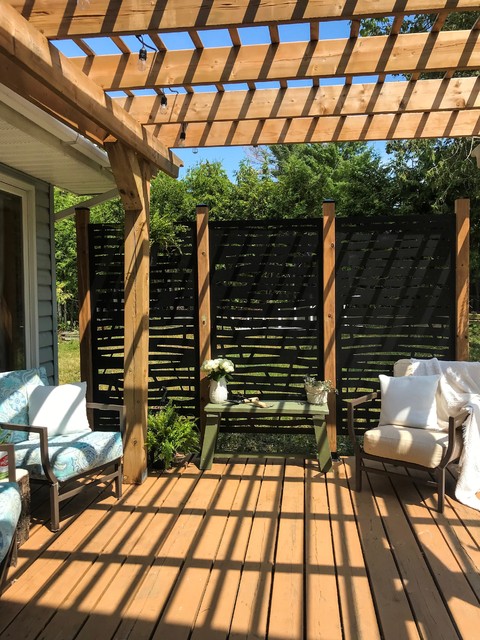 Backyard Cottage Pergola Rustic Patio Toronto By Hideaway Screens Houzz Uk