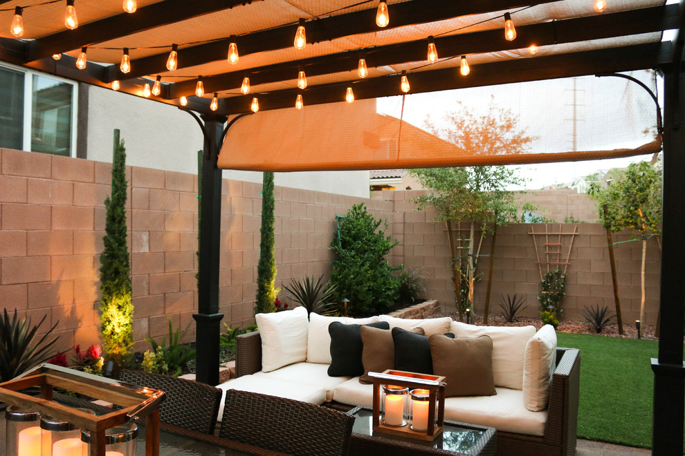 Backyard Transitional Patio Las Vegas by Krystina Hollenbeck