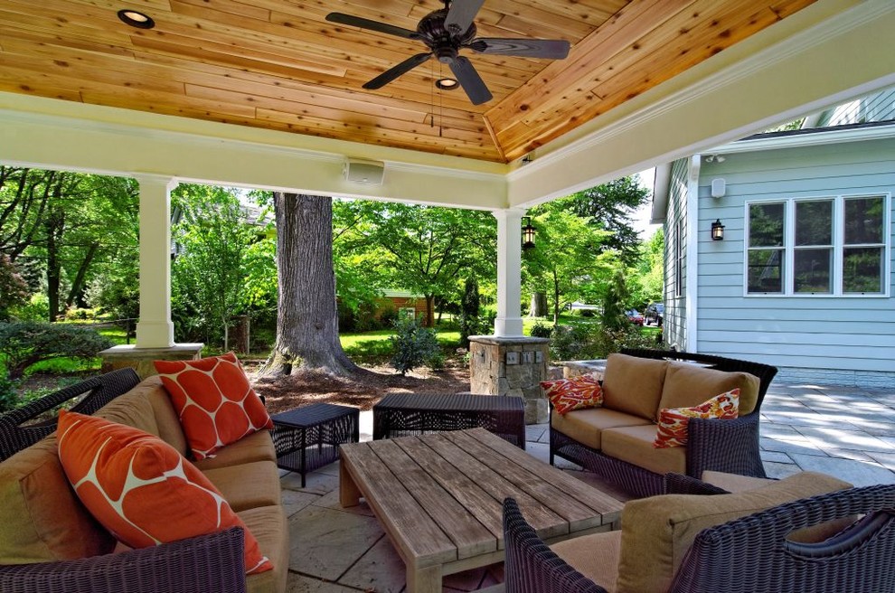 Backyard Pavillon with patio and fire pit Modern Patio DC Metro