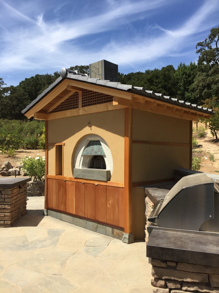 Backyard Pizza Oven In Northern California Asian Patio Sacramento By Mca Clay Roof Tile