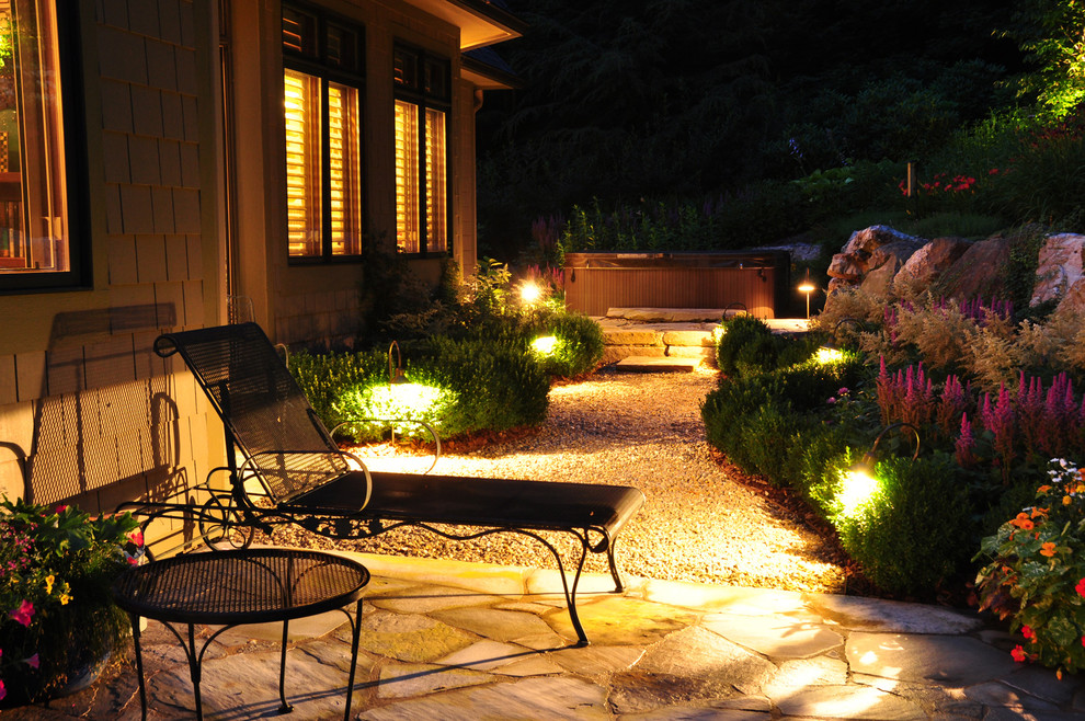 Backyard Waterfall Contemporary Patio Other by Greenleaf