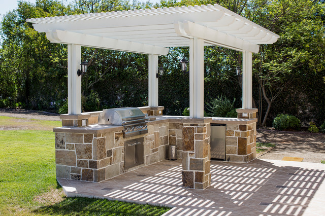 Backyard With Bbq Island And Outdoor Cooking Area In Agoura Hills Transitional Patio Los Angeles By Cid Builders Developers Inc