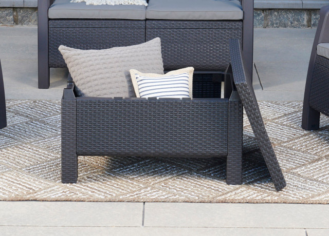 Bahamas All Weather Outdoor Patio Storage Coffee Table By Keter