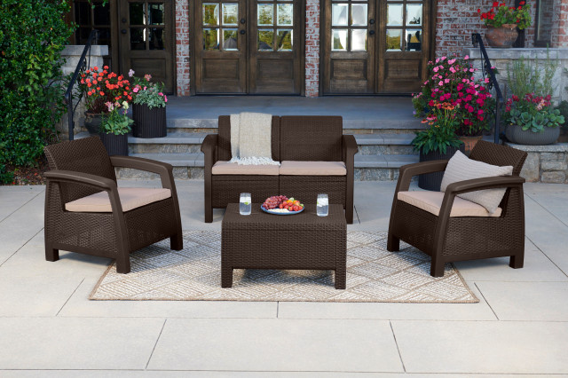 Bahamas All Weather Outdoor Patio Storage Coffee Table and