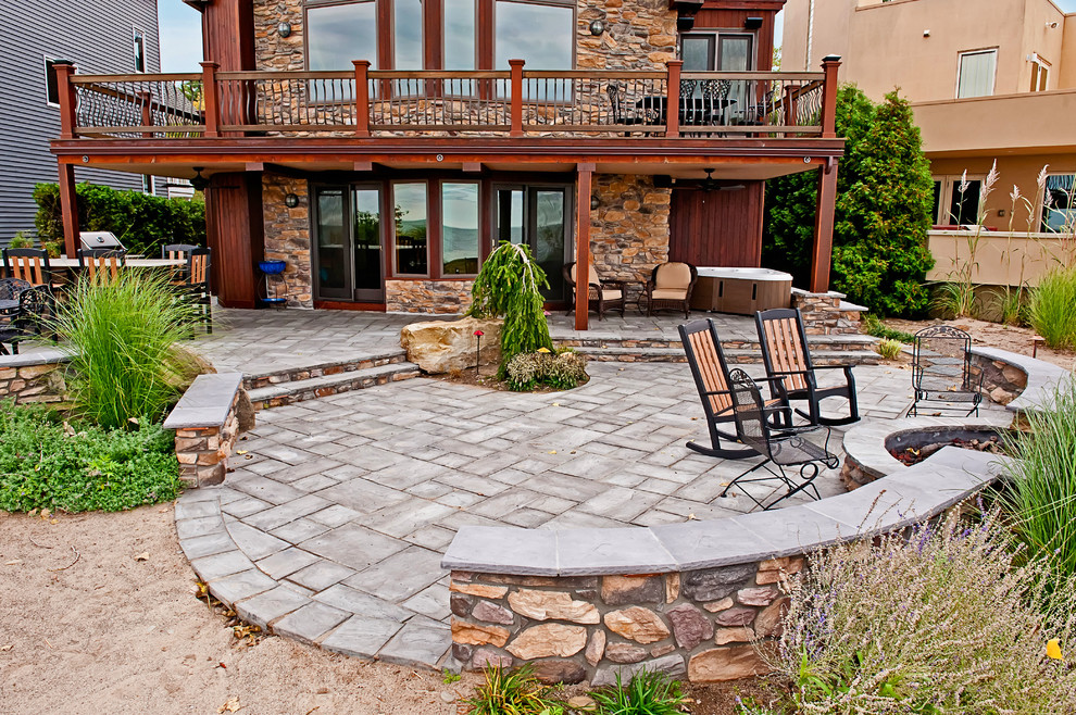 Beachfront Patio Installation with Outdoor Kitchen - Modern - Patio