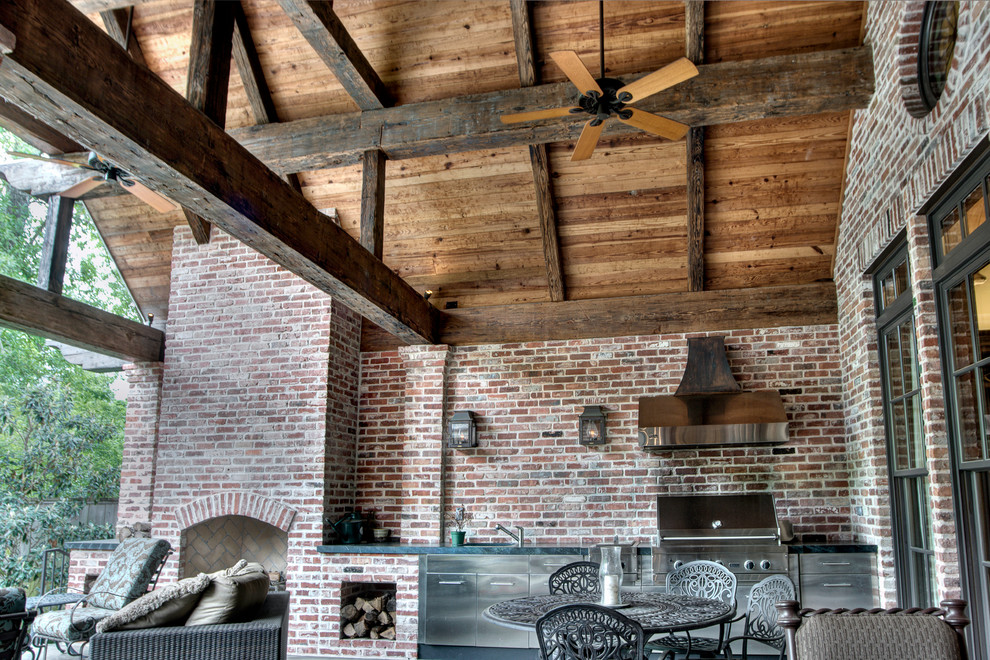 Beamed Outdoor Kitchen - Mediterranean - Patio - Houston - by Allan ...