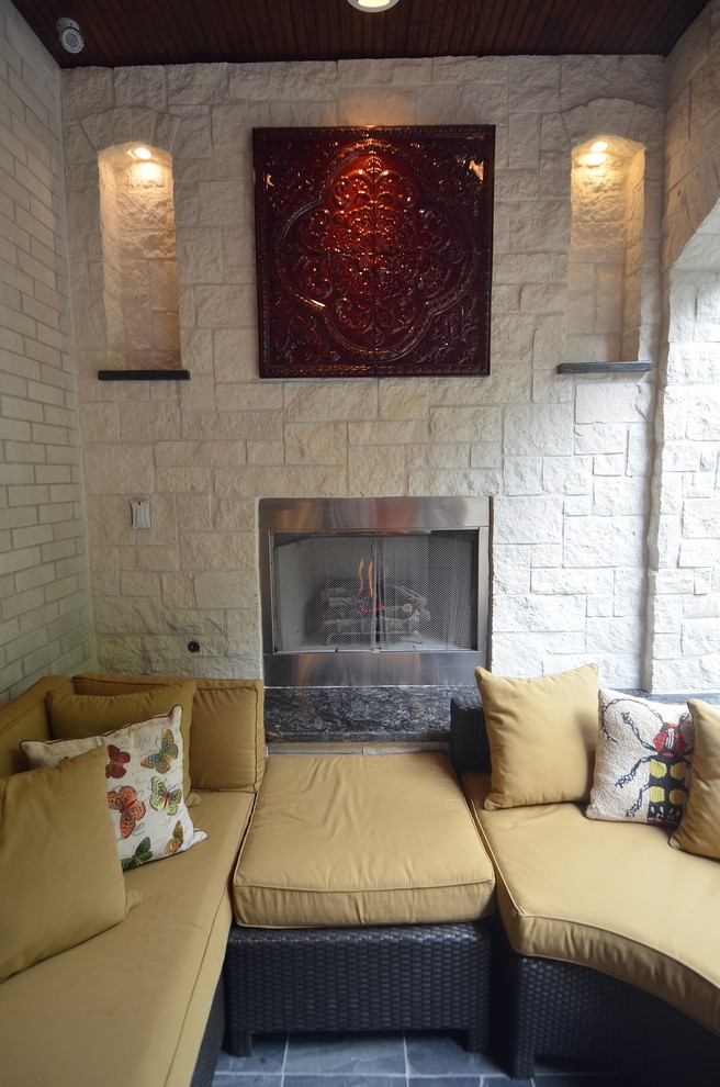 Bellaire Park Court Outdoor Kitchen Living Addition Rustic Patio