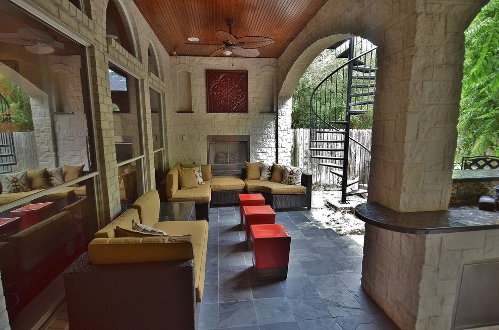 Bellaire Park Court Outdoor Kitchen Living Addition Rustic Patio