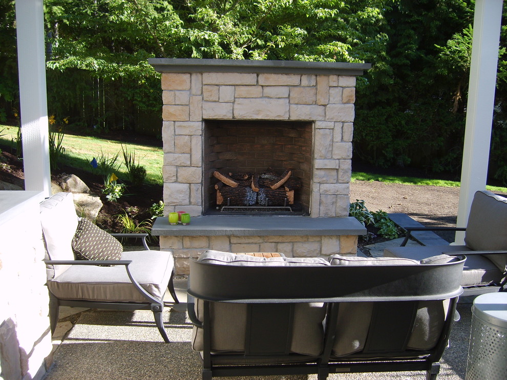 Bellevue Outdoor Kitchen Fireplace Traditional Patio Seattle by