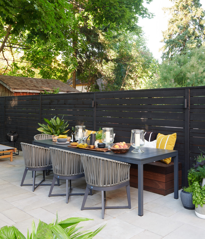 Immagine di un patio o portico minimal dietro casa con nessuna copertura