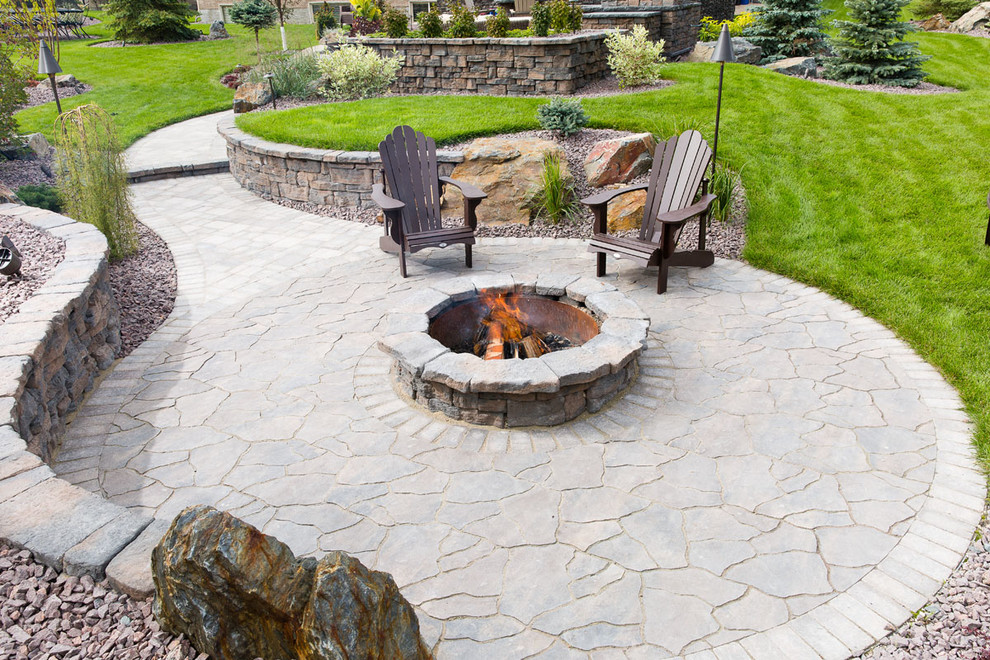 Flagstone Patio Rustic, Flagstone Patio With Fire Pit Pictures