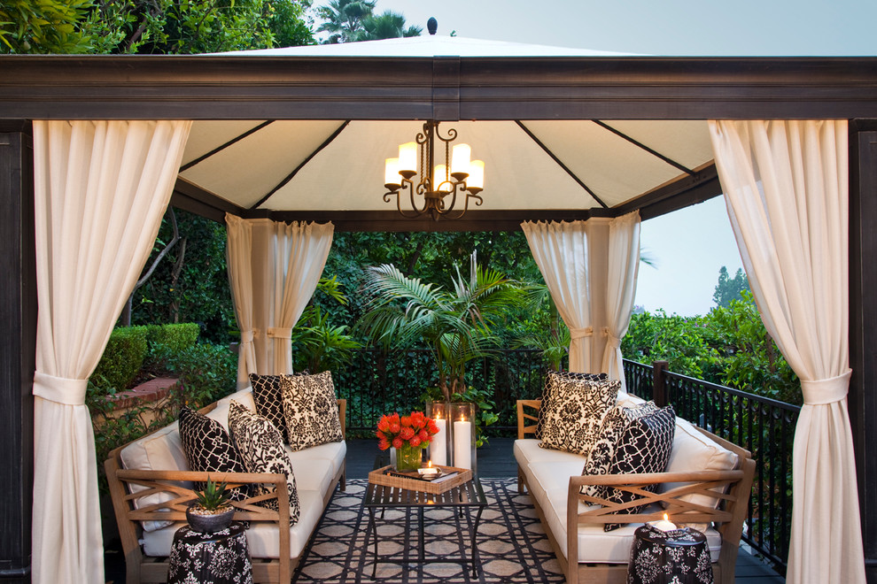 Patio - transitional patio idea in Los Angeles with a gazebo