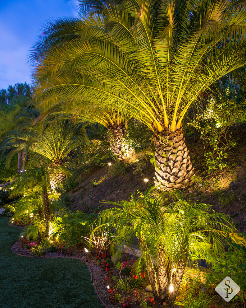 Geräumiger Mediterraner Vorgarten mit Betonboden in Los Angeles